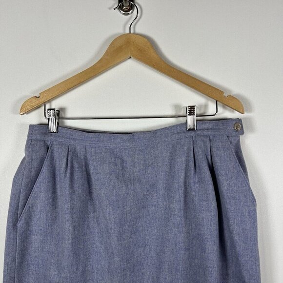 VTG Pendleton Women Solid Blue‎ 100% Wool Straight & Pencil Knee Length Skirt 16 - Picture 3 of 10
